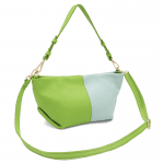Двуцветна чанта за през рамо от естествена кожа с 2 дръжки - фуксия/розово