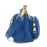 Дамска чанта с 2 вида дръжки от естествена кожа Iris - синя