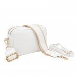 Чанта за през рамо от естествена кожа с 2 дръжки - бяла