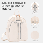 Дамска раница с много джобове Milena - тъмно синя
