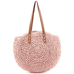 Голяма чанта от рафия Boho - червена