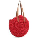 Голяма чанта от рафия Boho - червена