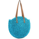 Голяма чанта от рафия Boho - тюркоаз