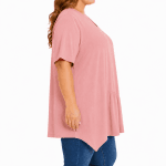 Дамска памучна асиметрична туника - пепел от рози 
