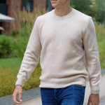 Унисекс пуловер от мериносова вълна - бежов