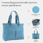 Голяма чанта от плат с много джобчета - светло сива