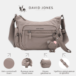 David Jones - Чанта за през рамо от плат с висящо меченце - тъмно синя 