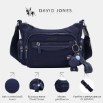 David Jones - Чанта за през рамо от плат с висящо меченце - тъмно синя 