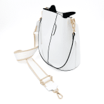 Дамска чанта от естествена кожа с 2 дръжки - тъмна фуксия 