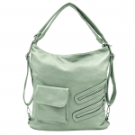 2 в 1 - Голяма чанта и раница - светло зелена