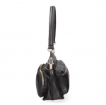 Дамска чанта с 2 вида дръжки от естествена кожа Iris - черна