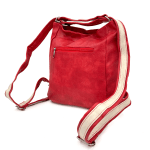 2 в 1 - Дамска чанта и раница с много джобове - червена