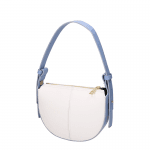 Чанта за през рамо с 2 дръжки от естествена кожа Erica - бяло/светло синьо