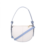 Чанта за през рамо с 2 дръжки от естествена кожа Erica - бяло/светло синьо