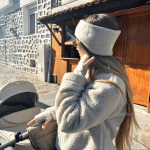 Лента за глава от органична мериносова вълна - бежова