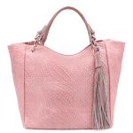 Голяма чанта тип торба от естествена кожа Delanna - фуския