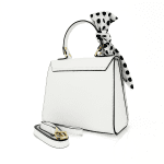 Чанта от естествена кожа с фишу Alessandra - бяла