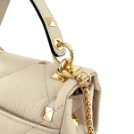Луксозна дамска чанта от естествена кожа Valenita - бежова