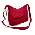 Чанта за през рамо от плат с 2 големи отделения - червена