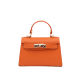 Малка чанта за през рамо от естествена кожа - оранжева