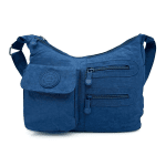 Чанта за през рамо от плат с 2 големи отделения - светло синя