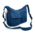 Чанта за през рамо от плат с 2 големи отделения - тъмно синя