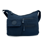 Чанта за през рамо от плат с 2 големи отделения - тъмно синя