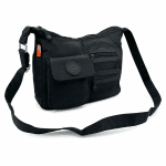 Чанта за през рамо от плат с 2 големи отделения - черна