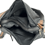 2 в 1 - Дамска чанта и раница с много джобове - черно/сиво