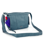 Чанта за през рамо с 2 отделения и много джобове - светло синята 