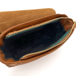Дамска чантичка от естествена кожа с 3 дръжки - керемидено кафява