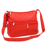 Чанта за през рамо с 2 отделения и много джобчета - червена