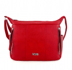 Чанта за през рамо с 2 отделения и много джобове - червена 