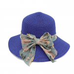 Сламена дамска шапка - синя  