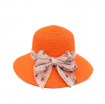 Сламена дамска шапка - оранжева  