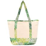 Голяма плажна чанта - бежово/зелено