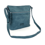 Дамска чанта за през рамо с много джобчета - тъмно синя 