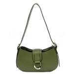 Чанта за през рамо от естествена кожа Amadea - маслено зелена 