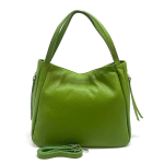 Дамска чанта тип торба от естествена кожа - зелена