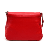 Голяма чанта за през рамо от естествена кожа с 2 вида дръжки - червена