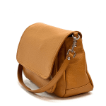 Голяма чанта за през рамо от естествена кожа с 2 вида дръжки - светло кафява