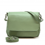 Голяма чанта за през рамо от естествена кожа с 2 вида дръжки - зелена