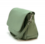Голяма чанта за през рамо от естествена кожа с 2 вида дръжки - зелена