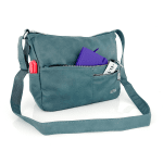 Чанта за през рамо с 2 отделения и много джобчета - светло зелена 