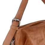 Дамска чанта тип торба с много джобчета - керемидено кафява 