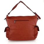 Дамска чанта тип торба с много джобчета - червено-оранжева 