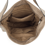 Дамска чанта тип торба с много джобчета - светло кафява 