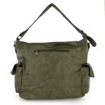 Дамска чанта тип торба с много джобчета - зелена  
