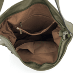Дамска чанта тип торба с много джобчета - зелена  