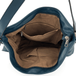 Дамска чанта тип торба с много джобчета - синя